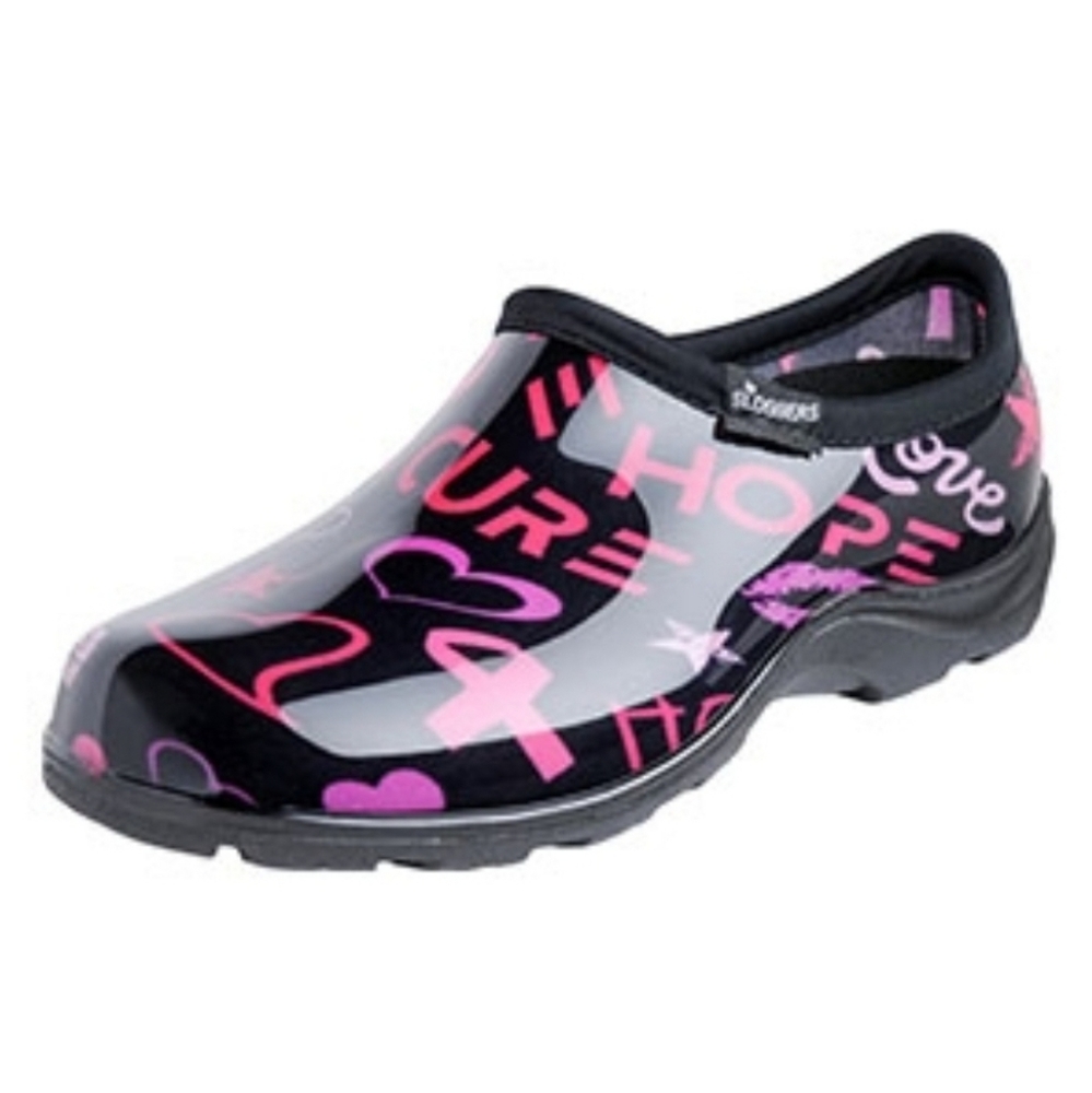 Sluggers Garden/Nursing Clogs Pink Ribbon/Hope/Heart Sz9